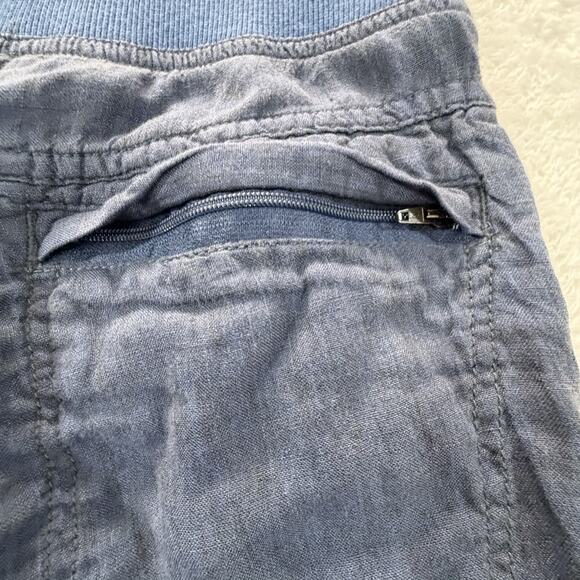 Toad & Co Lina Pant 100% Linen Ruched Jogger Pull On Blue Natural Fibers Pockets - Picture 13 of 15